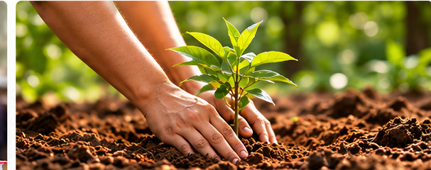 A sapling being planted